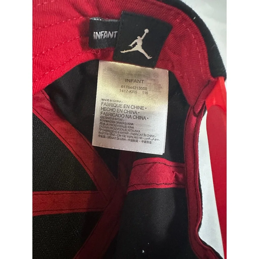 Jordan Infant Black Red Logo Adjustable Hat‎ Cap Baby Toddler